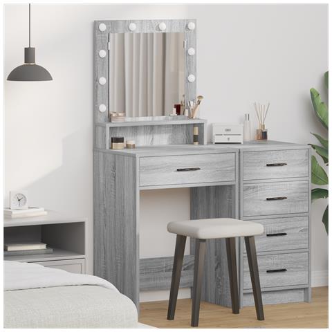 Toeletta  con luci LED Grigio Sonoma 50x41x135 cm - Foto 2