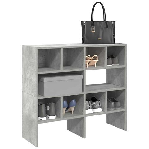 Scarpiere 2 pz Impilabili Grigio Cemento 89,5x30x40 cm - Foto 2