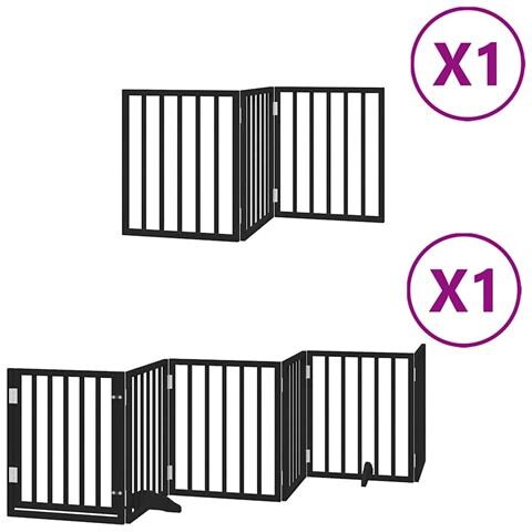 Cancello per Cani Porta Pieghevole Nero 9 Pannelli 450cm Pioppo - Foto 1