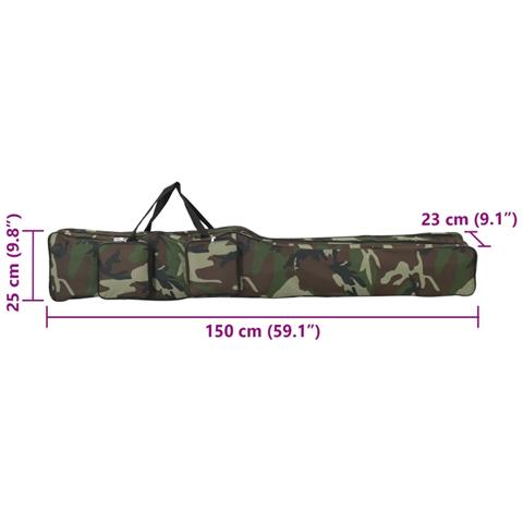 Borsa per Canna da Pesca Verde Mimetico 150 cm Tessuto Oxford - Foto 7