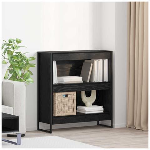 Armadio per Libri Rovere Nero 80 x 30 x 155 cm - Foto 2