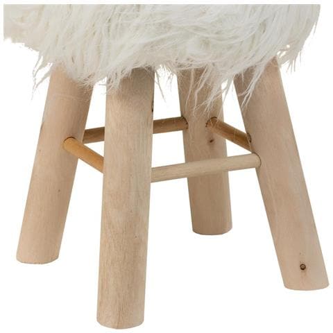 Sgabello In Legno Rivestito In Tessuto Bianco 32x32x44h - Foto 7