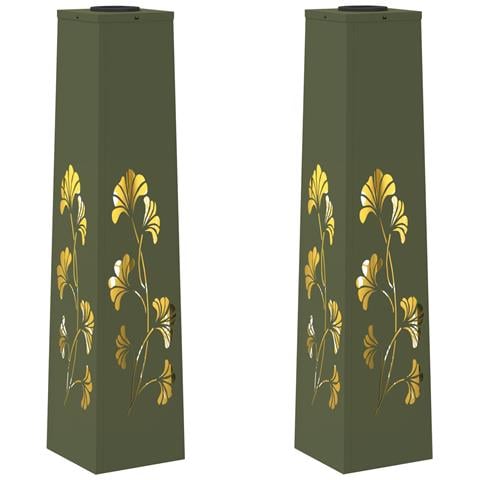 Faro LED solare per sentieri 2 pcs Verde oliva - Foto 1