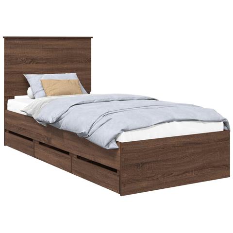 Struttura del letto con cassetto Rovere Marrone 90 x 190 cm - Foto 1