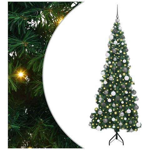 Albero di Natale Artificiale Angolare con 300 LED Verde 180 cm - Foto 1