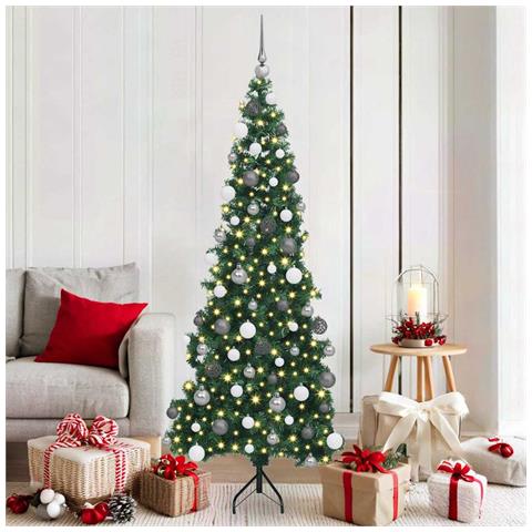 Albero di Natale Artificiale Angolare con 300 LED Verde 180 cm - Foto 2