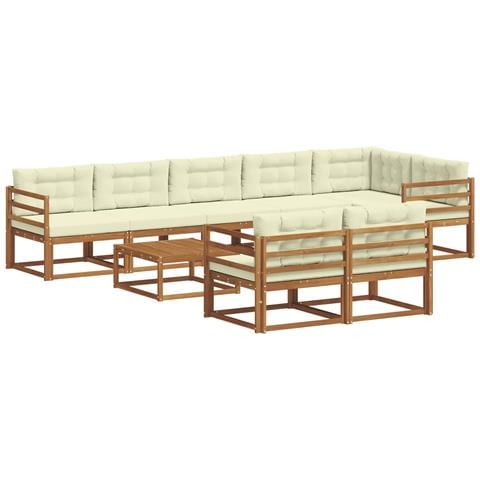 Set di divani da esterno con cuscino 9 pcs Naturale e Crema - Foto 1