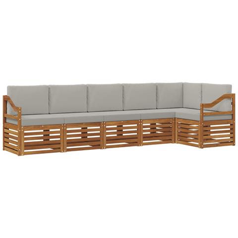 Set divani con cuscino 6 pcs Grigio Naturale e Chiaro - Foto 1