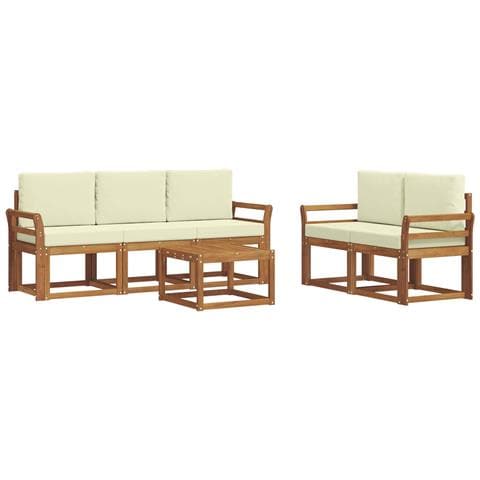 Set di divani da esterno con cuscino 6 pcs Naturale e Crema - Foto 1