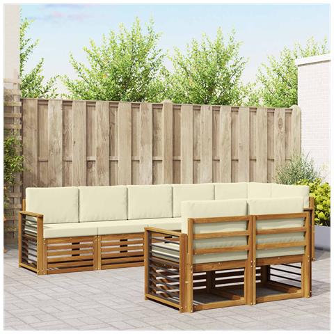 Set divani 8 pcs Naturale e Crema Legno di Acacia Massello - Foto 2