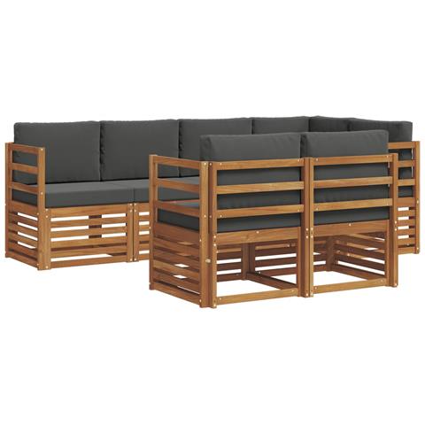 Set divani 7 pcs Naturale e Antracite Legno di Acacia Massello - Foto 1