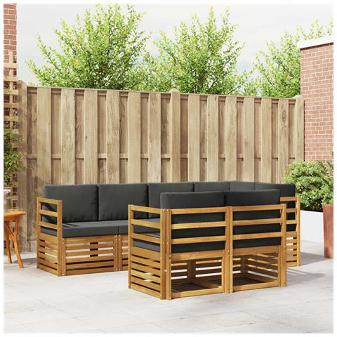 Set divani 7 pcs Naturale e Antracite Legno di Acacia Massello - Foto 2