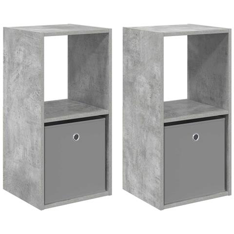 Comodino con cassetto 2 pcs Grigio cemento 35 x 32 x 68,5 cm - Foto 1