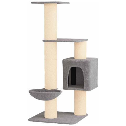 Albero per gatti con pali per graffiare in sisal Grigio Chiaro - Foto 1