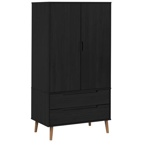 Guardaroba MOLDE Nero 90 x 55 x 175 cm Legno Massello di Pino - Foto 1
