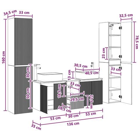 Set di mobili per il bagno 5 pz Bianco Lucido - Foto 2