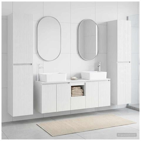 Set di mobili per il bagno 5 pz Bianco Lucido - Foto 10