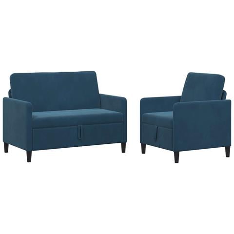 Set di Divani con Storage 2 pz Blu Poliestere - Foto 1