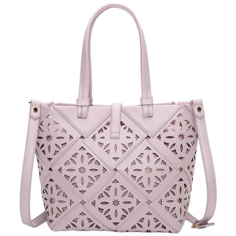 Borsa A Mano Con Motivo Traforato Rosa - Foto 2