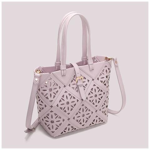 Borsa A Mano Con Motivo Traforato Rosa - Foto 1
