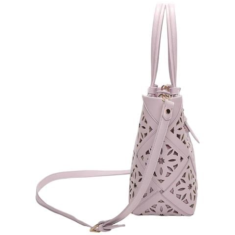 Borsa A Mano Con Motivo Traforato Rosa - Foto 3