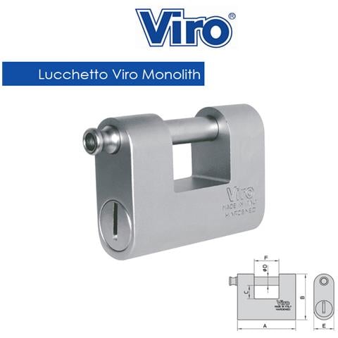 Lucchetto corazzato Viro Monolith larghezza mm 87 in ottone antiscasso - Foto 2