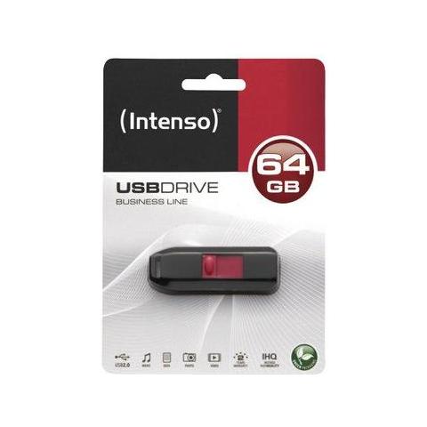 Chiavetta Usb Intenso 64GB USB2.0, 64 GB, USB 2.0, 28 MB / s, Slide, Nero, Rosso, Plastica - Foto 2