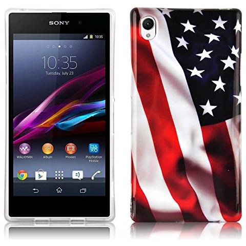 Custodia Compatibile Con Sony Xperia Z1 Con Stampa Stars And Stripes - Hard Case Coperchio Protettivo Con Design Alla Moda - Foto 1