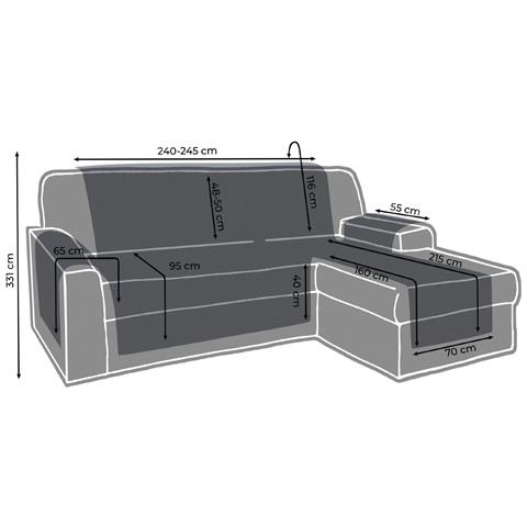 Copridivano Trapuntato Antimacchia Per Divani Con Penisola Dis. Reticolo Grigio 240-245 Cm Grigio - Foto 12