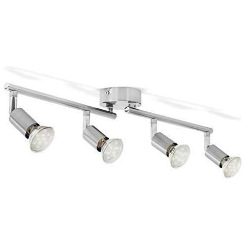 Led Riflettore Del Soffitto Bar Con 4x 3w Gu10 Lampadine Incluse E Girevoli E Disegno Della Parte Girevole Nichel Spazzolato - Foto 1