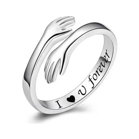 Anelli Abbraccio Con Messaggi D'amore 2 Pz Silver - Foto 4