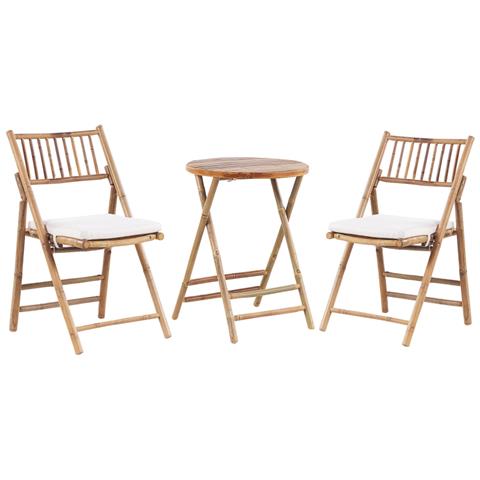 Set Da Giardino Bambù Marrone Chiaro E Bianco Savalletri - Foto 1