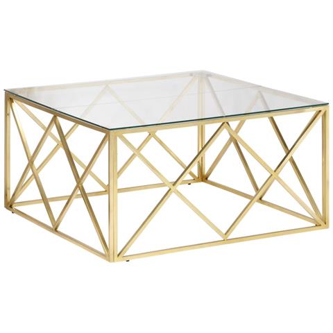 Tavolino Salotto Dorato Acciaio Inossidabile E Vetro Temperato - Foto 1