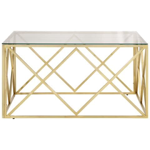 Tavolino Salotto Dorato Acciaio Inossidabile E Vetro Temperato - Foto 8