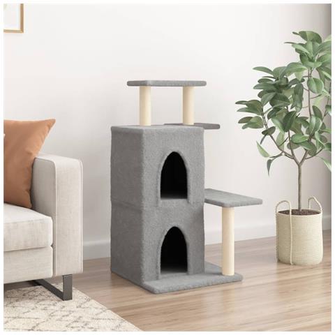 Albero Per Gatti Con Tiragraffi In Sisal Grigio Chiaro 97 Cm - Foto 2