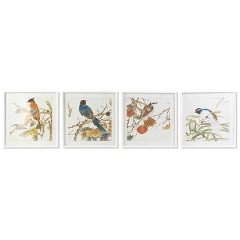 Quadro Dkd Home Decor 60 X 2,5 X 60 Cm Uccello Shabby Chic (4 Pezzi) - Foto 1