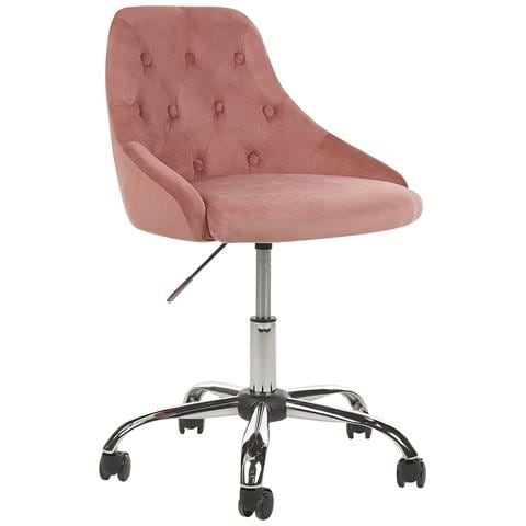 Sedia Da Scrivania Parrish Velluto Rosa Pastello - Foto 2