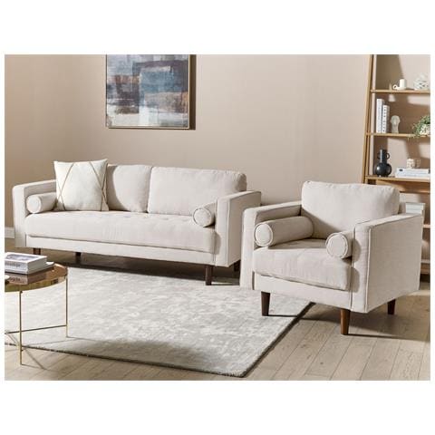 Set Da Salotto 4 Posti Nurmo Tessuto Beige Chiaro - Foto 1