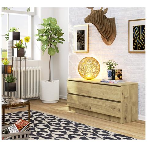 Cassettiera K120, 4 cassetti, 120x40x55 cm, Colore Quercia Artisan - Foto 4