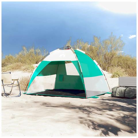 Tenda da Spiaggia 2 Persone Verde Rilascio Rapido Impermeabile - Foto 3