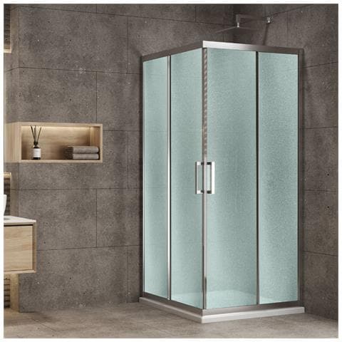 Box Doccia Angolo Apertura Ante Scorrevoli Dafne Vetro Temperato Spessore 6 Mm *** Misure : 67-69x117-119xh195 Cm Stampato - Foto 1