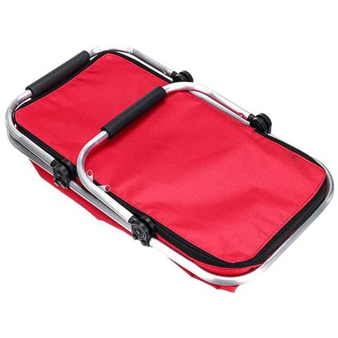 Borsa Termica Frigo 25Lt Pieghevole Manici Metallo Tessuto Rosso 48x28x24 Mare - Foto 2