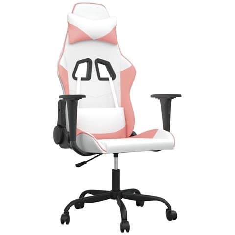 Sedia da Gaming Bianco e Rosa in Similpelle - Foto 1