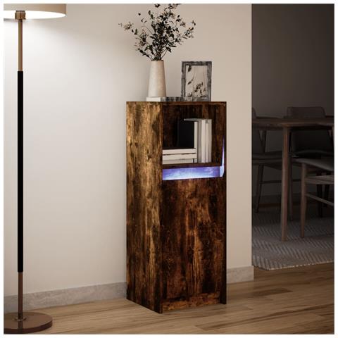 Credenza con LED Rovere Fumo 38x34x100 cm in Legno Multistrato - Foto 2