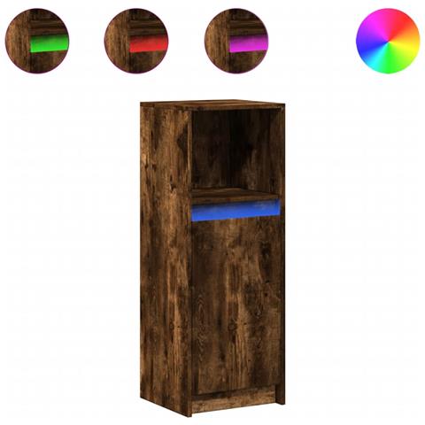 Credenza con LED Rovere Fumo 38x34x100 cm in Legno Multistrato - Foto 1
