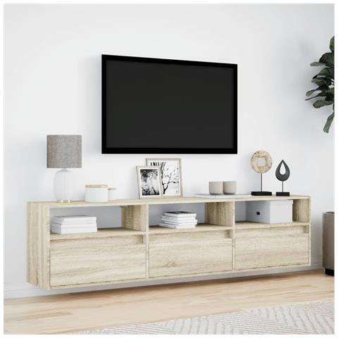 Mobile TV a Parete con LED Rovere Sonoma 180x31x45 cm - Foto 10
