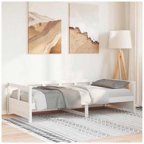 Dormeuse Senza Materasso Bianca 90x200 Cm Legno Massello Pino - Foto 1