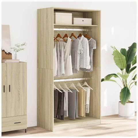 Armadio Rovere Sonoma 100x50x200 Cm In Legno Multistrato - Foto 3