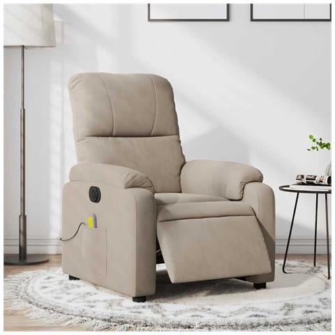 Poltrona Reclinabile Massaggiante Elettrica Tortora Microfibra - Foto 1