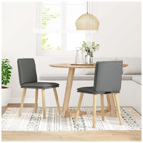 Sedie Da Pranzo 2 Pz Grigio Scuro In Tessuto - Foto 2